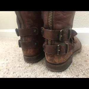 Frye Brown Tall Buckle Strap Veronica Back Zip 6.5